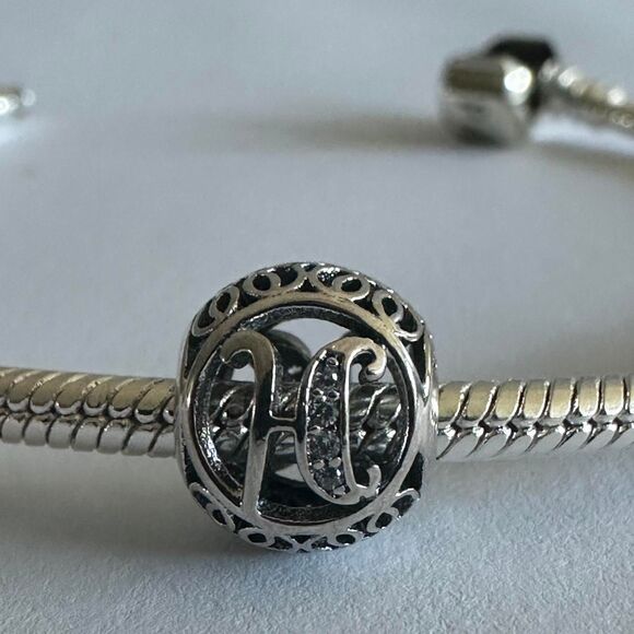 Authentic Pandora Silver Charm Initial Letter H - Picture 1 of 3